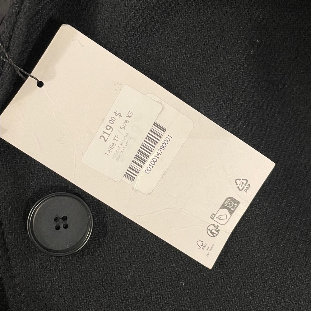 Women's Black Long Wool Coat - Picture 2 of 3